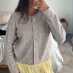 H&M Light Gray Cable Knit Button Cardigan